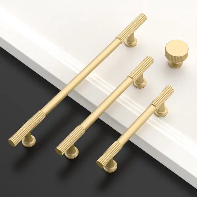 Alt view image 11 of 12 - 10 Pack Brushed Gold Kitchen Cabinet Knobs | Heavy-Duty Solid Zinc, Sturdy, 2 Screw Sizes, Single Hole Knob, Cupboards, Drawers, Dressers, Furniture, Hardware