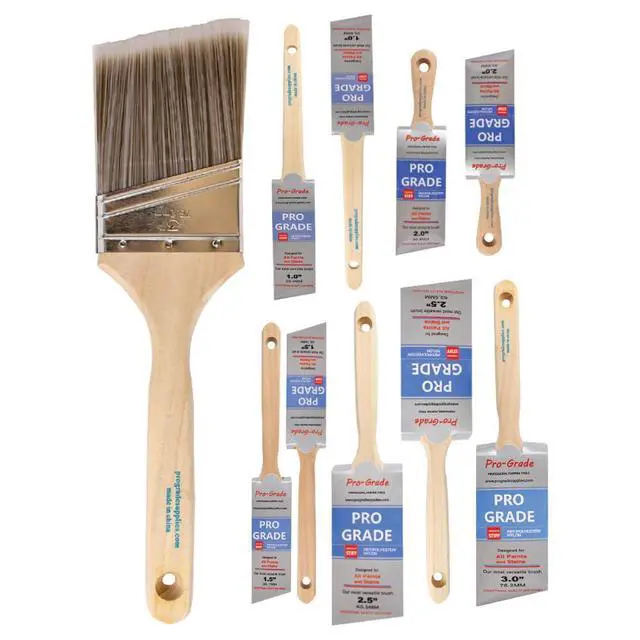 Alt view image 14 of 14 - Angle Paint Brushes, Paint Brush Set for Trim & Walls, 10 Pc | Sash & cut-in detail | Furniture, cabinets, doors & fences | Interior & exterior | Latex, oil & stain | Medium stiff bristles
