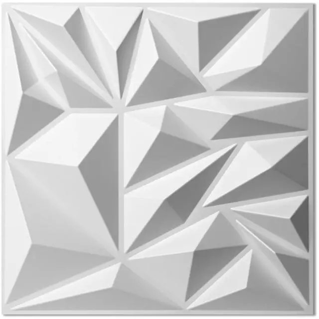 Alt view image 9 of 14 - 33-Pack Modern Diamond Textured 3D Wall Panels, 12 x 12 in, White | Light PVC, Waterproof, Scratch Proof, Decorative Wall, Ideal for Home, Office & Commercial Spaces