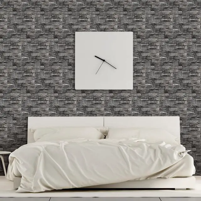 Alt view image 14 of 14 - 30 Pcs 28.8-48.4 Sq ft 3D Wall Panels Peel and Stick Foam Brick Wallpaper Printable Faux Rock Wall Covering Decorative Tiles Self Adhesive Waterproof (Grey Stone)