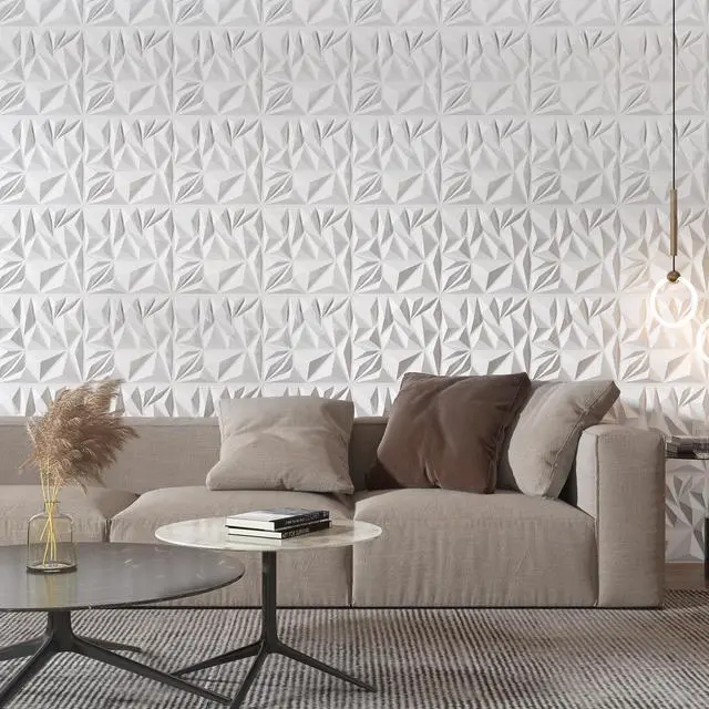 Alt view image 14 of 14 - 33-Pack Modern Diamond Textured 3D Wall Panels, 12 x 12 in, White | Light PVC, Waterproof, Scratch Proof, Decorative Wall, Ideal for Home, Office & Commercial Spaces