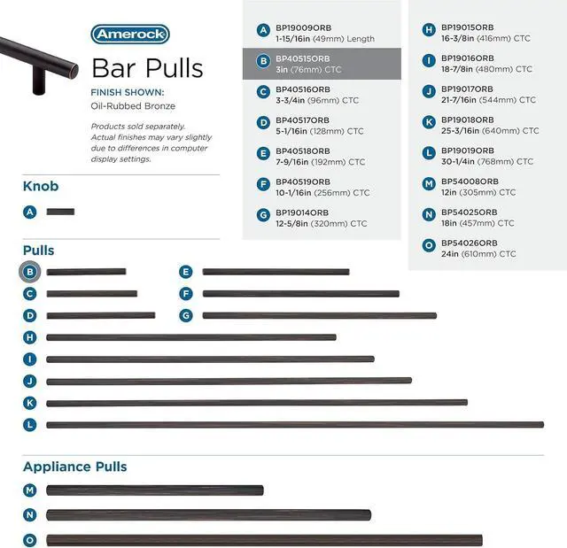 Alt view image 11 of 14 - 10 Pack 3" Bar Pulls Oil-Rubbed Bronze Drawer Pull | 3 inch (76mm) Center-to-Center Mounting Distance and 5-3/8 inches Overall Length, Durable Carbon Steel Cabinet Hardware