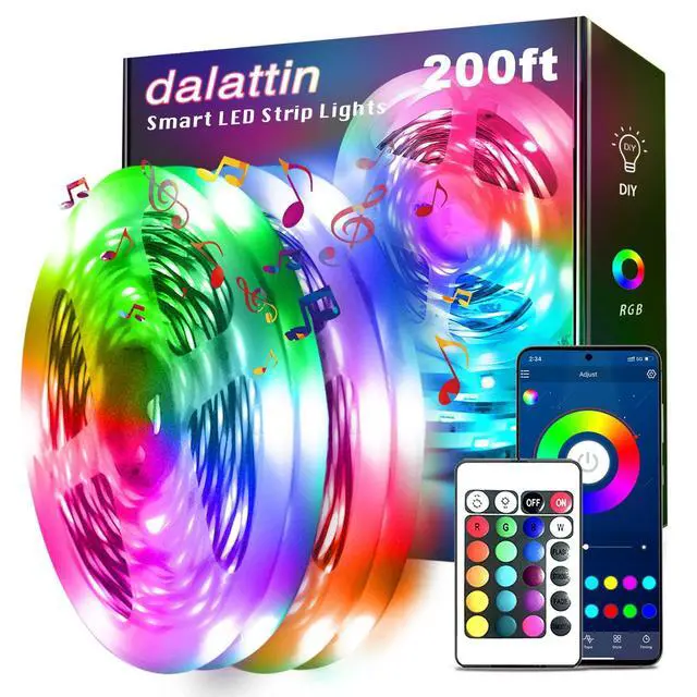 Alt view image 8 of 14 - Led Strip Lights 200ft (2 Rolls of 100ft), Led Lights for Bedroom with App & Remote Control, 24V Led Lights Strip for Room & Festival Decoration