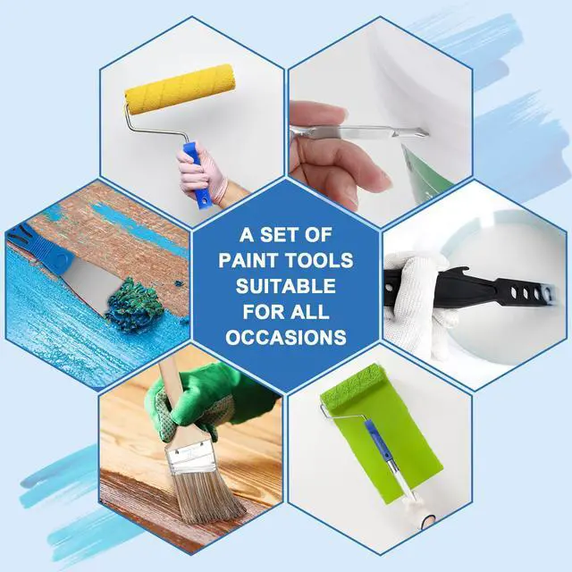 Alt view image 13 of 14 - Paint Roller Kit with Extension Pole, 27 Piece Set, 2 to 4 Ft Pole, 4"9" Paint Rollers, Paint Brushes Set for Professional Painting,House Paint Roller for All Latex and Oil Paints & Stains