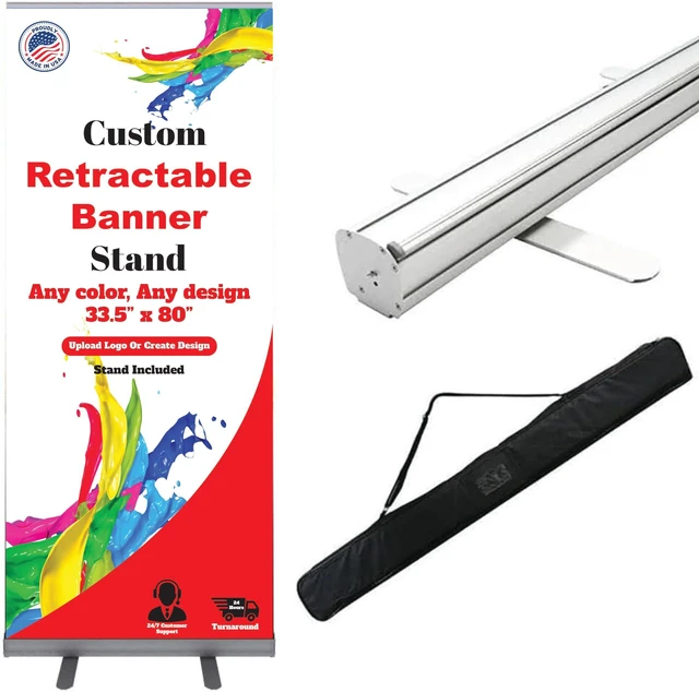 Alt view image 8 of 10 - Custom Retractable Banner - Vibrant Graphics, Make A Lasting Impression For Business, Corporate Events, Advertising, Comes With Travel Case & Stand - 33.5"x80"