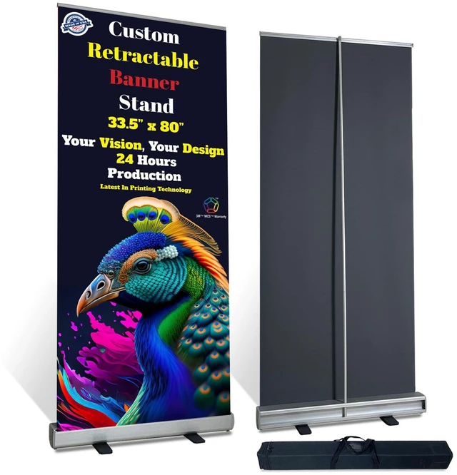 Alt view image 10 of 10 - Custom Retractable Banner - Vibrant Graphics, Make A Lasting Impression For Business, Corporate Events, Advertising, Comes With Travel Case & Stand - 33.5"x80"
