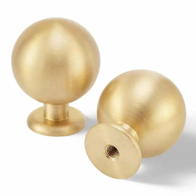 Alt view image 8 of 14 - 10-Pack Solid Brass Cabinet Knobs, Gold Drawer Dresser Knobs, 1.1