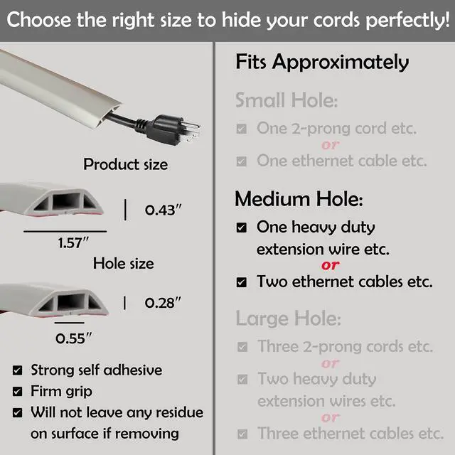Alt view image 10 of 14 - TV Cord Hider Cable Protector - Strong Self Adhesive Wall Cord Cover Cable Hider - Low Profile Cable Management Wall Cord Concealer Cable Raceway