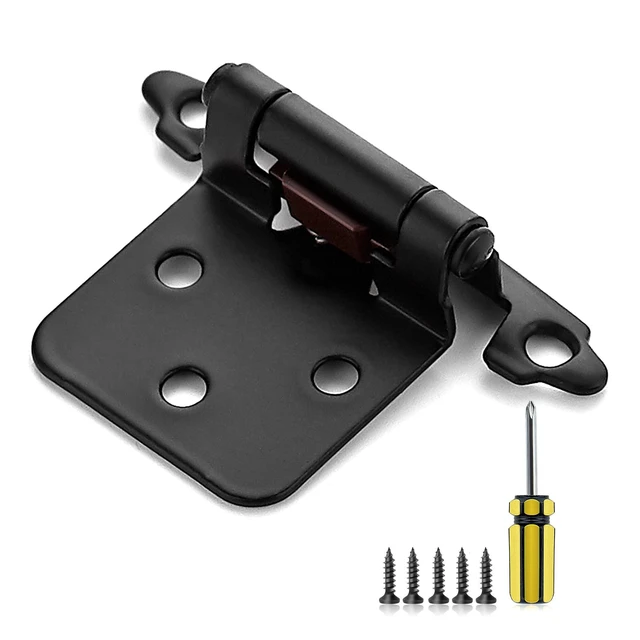 Alt view image 8 of 14 - Black Kitchen Cabinet Hinges, 1/2 Inch Overlay, 50 Pack | Self-Closing Design, Semi Wrap Around Hinge,for Face Frame Cupboard, Matte Black Face Mount Cabinet Hardware,with Screwdriver