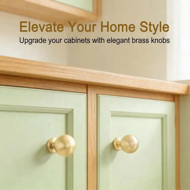 Alt view image 9 of 14 - 10-Pack Solid Brass Cabinet Knobs, Gold Drawer Dresser Knobs, 1.1