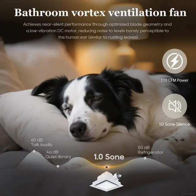 Alt view image 11 of 14 - Bathroom Exhaust Fan 10" Panel | Ultra Quiet without Light(8x8 Mount), 110CFM, 4" Duct for Bathroom/Garage/Home