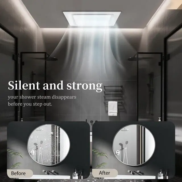 Alt view image 13 of 14 - Bathroom Exhaust Fan 10" Panel | Ultra Quiet without Light(8x8 Mount), 110CFM, 4" Duct for Bathroom/Garage/Home