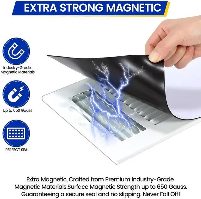 Alt view image 9 of 14 - Magnetic Vent Covers, Extra Strong Magnets, 8" x 12" (4 Pack) Ultra Thick 60mil, Complete Seal, Air Vent Covers for Home Floor, Ceiling, Wall Registers, HVAC, AC, RV, and Heater Vents