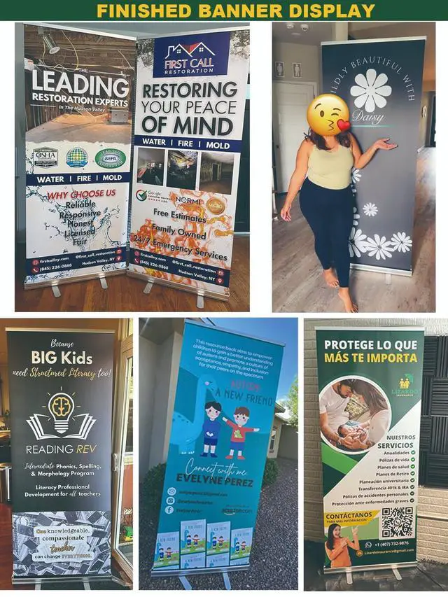 Alt view image 13 of 14 - Custom Banner Roll up Banner Aluminum Retractable Banner-Made in USA-23"x81" with Stand Pop up Banner for Business, Trade Shows, Stores, Advertising, Events