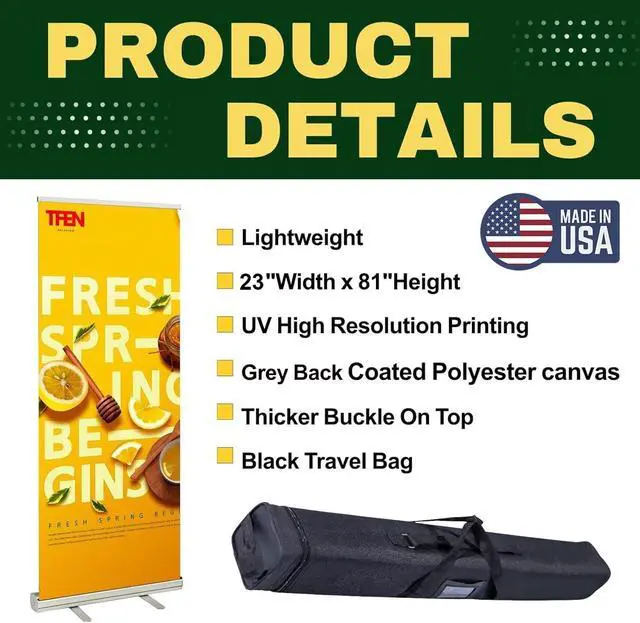 Alt view image 11 of 14 - Custom Banner Roll up Banner Aluminum Retractable Banner-Made in USA-23"x81" with Stand Pop up Banner for Business, Trade Shows, Stores, Advertising, Events