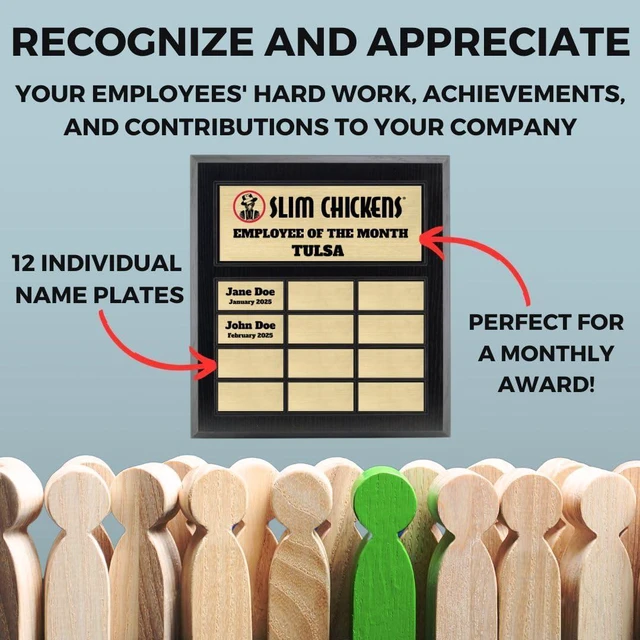 Alt view image 9 of 14 - Perpetual Plaque, Custom Employee of the Month Appreciation Award (12 Plate (12x12"))