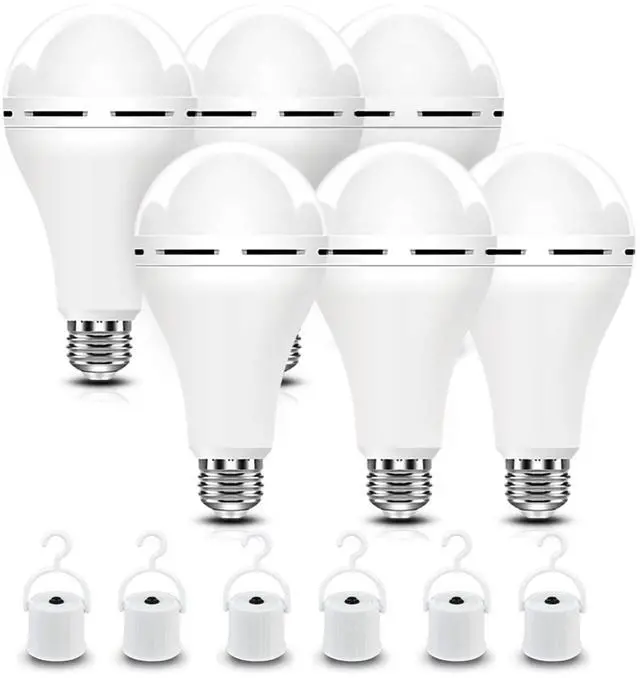 Alt view image 8 of 14 - A21 6PK Emergency-Rechargeable-Light-Bulb, Keep Lighting During Power Outage, 12W 6500K LED 65W Equivalent Light Bulbs, 1200 mAh Battery Backup Light Bulbs for Home Power Failure