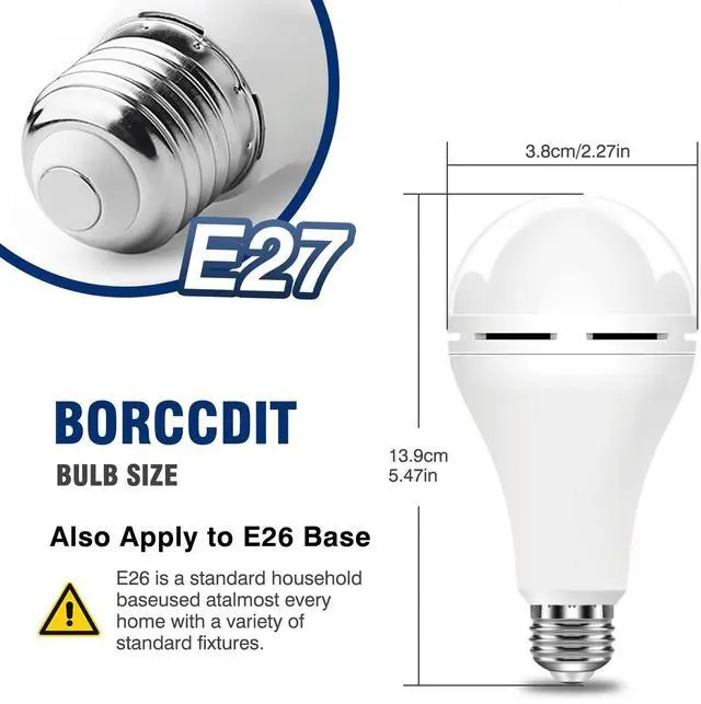 Alt view image 10 of 14 - A21 6PK Emergency-Rechargeable-Light-Bulb, Keep Lighting During Power Outage, 12W 6500K LED 65W Equivalent Light Bulbs, 1200 mAh Battery Backup Light Bulbs for Home Power Failure