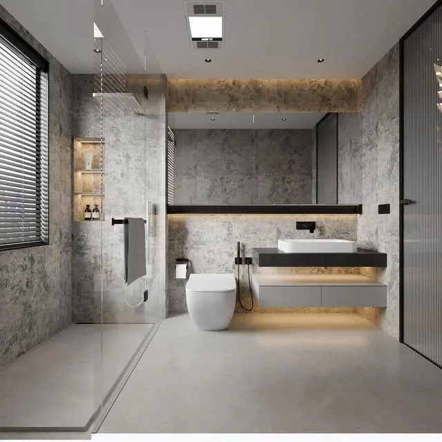 Alt view image 13 of 14 - Concrete Wallpaper Peel and Stick Grey Cement Contact Paper Industrial Style Self Adhesive Waterproof Removable Decorative Wall Covering Vinyl Film Furniture Stickers for Floor Wall Cabinets