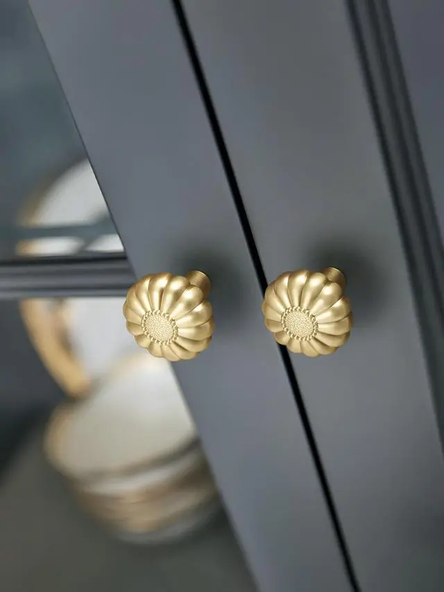 Alt view image 13 of 14 - Brushed Gold Cabinet Knobs 10 Pack Brass Drawer Pulls Kitchen Cupboard Bathroom Dresser Cabinet Hardware Handles Zinc Alloy