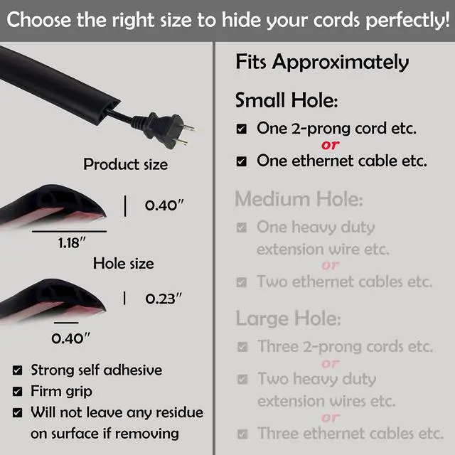 Alt view image 10 of 14 - TV Cord Hider Cable Protector - Strong Self Adhesive Wall Cord Cover Cable Hider - Low Profile Cable Management Wall Cord Concealer Cable Raceway