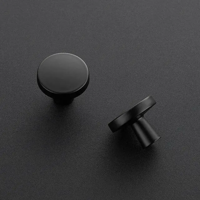 Alt view image 9 of 14 - Matte Black Drawer Pulls, 1-1/4 Inch Cabinet Knobs,25 Pack | Solid Zinc Alloy, Single Hole, Round Smooth Shape, Dresser Knobs,Simple Cabinet Hardware for Cupboard Drawer Pulls