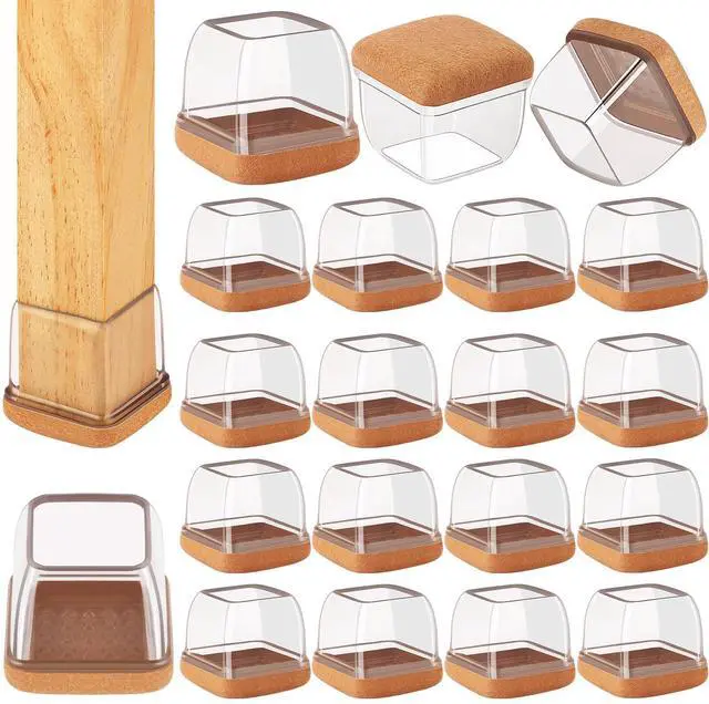 Alt view image 8 of 14 - 32-Pcs Square Silicone Chair Leg Floor Protectors, Thick & Durable | Protect Hardwood Floors from Scratches & Noise, Fit Dining Table & Bar Stool Legs (Fits 1-1/10" to 1-3/10")