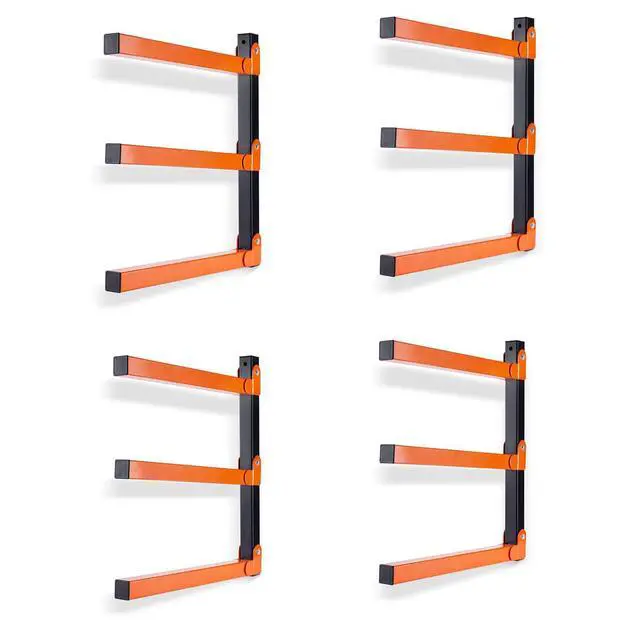 Alt view image 8 of 14 - Wall Mount Wood Organizer and Lumber Storage Metal Rack with 3-Level - Indoor & Outdoor Use, 4 Pack