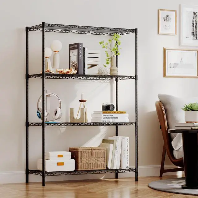 Alt view image 9 of 14 - 4-Tier Wire Shelf | 36" x 14" x 54" | Black | Storage Shelves with Adjustable Racks, Holds upto 1000 lbs | Rust-Resistant, No-Tool Assembly | For Home, Garage
