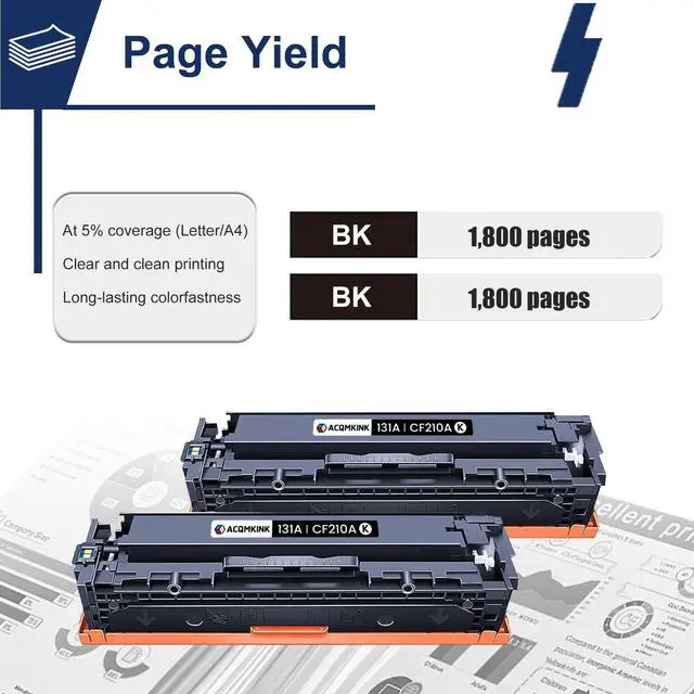 Alt view image 9 of 10 - 131A Black Toner Cartridge Replacement for HP 131A CF210A Pro 200 Color M251nw M251n M251 M276n M276nw Printer Ink 2 Pack