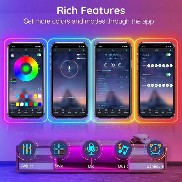 Alt view image 14 of 14 - 20Ft Neon Rope Lights,Flexible Led Rope Lights Control with App/Remote,Multiple Modes Music Sync Gaming RGB Led Neon Lights for Bedroom Outdoor