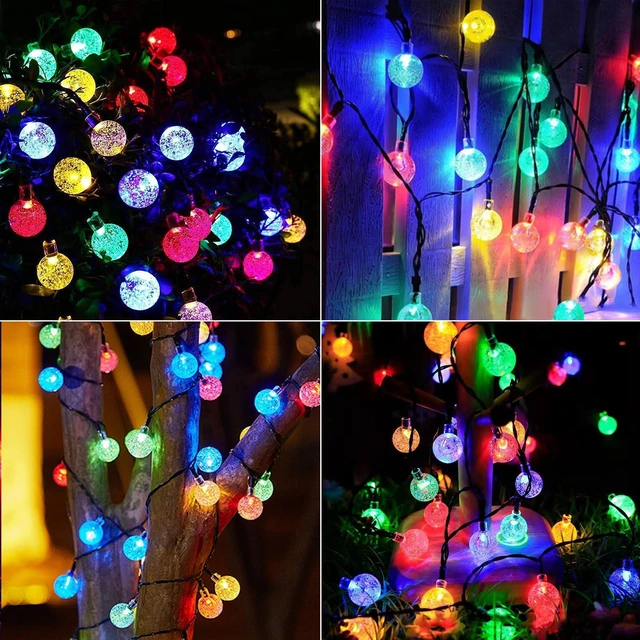Alt view image 8 of 12 - Solar String Lights Outdoor 100 Led 40 Feet Multi-Color Crystal Globe Lights with 8 Lighting Modes, Waterproof Solar Powered Patio Lights for Garden Yard Porch Wedding Party Decoration