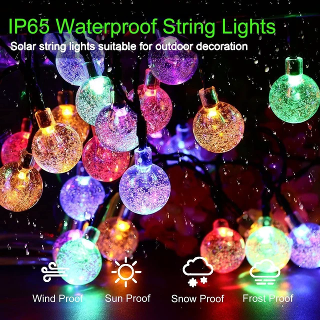 Alt view image 9 of 12 - Solar String Lights Outdoor 100 Led 40 Feet Multi-Color Crystal Globe Lights with 8 Lighting Modes, Waterproof Solar Powered Patio Lights for Garden Yard Porch Wedding Party Decoration