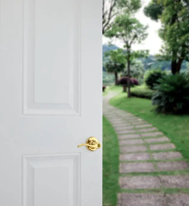 Alt view image 10 of 14 - Balboa Entry Door Handle with Lock and Key, Secure Keyed Reversible Lever Exterior, for Front Entrance and Bedrooms, Polished Brass, Pick Resistant Smartkey Rekey Security
