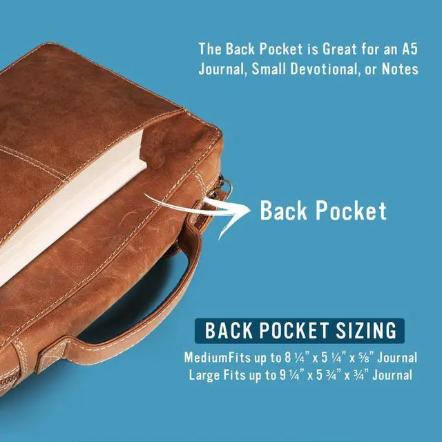 Alt view image 9 of 12 - Bible Covers for Men and Women - Top Grain Buffalo Leather - Genuine Leather Bible Cover with Pockets, Zipper, and Bookmark - Bible case - Book Cover - Medium Light Brown