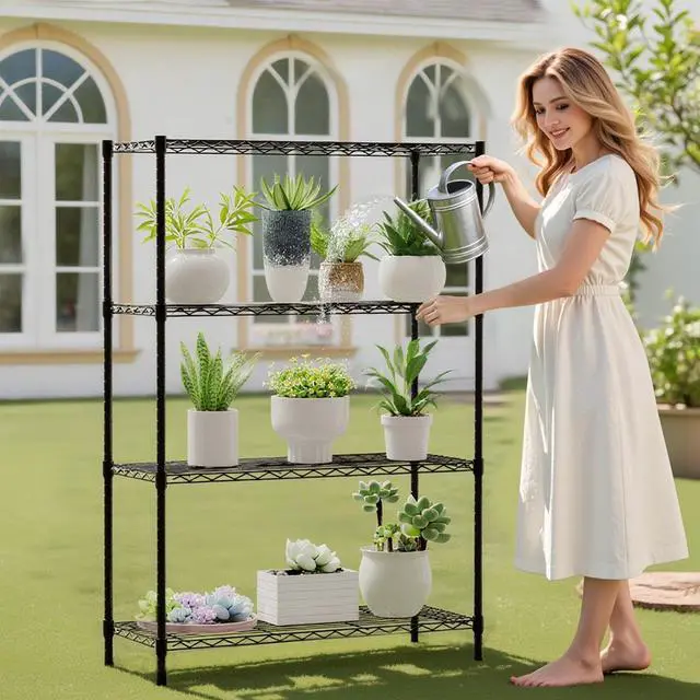 Alt view image 13 of 14 - 4-Tier Wire Shelf | 36" x 14" x 54" | Black | Storage Shelves with Adjustable Racks, Holds upto 1000 lbs | Rust-Resistant, No-Tool Assembly | For Home, Garage