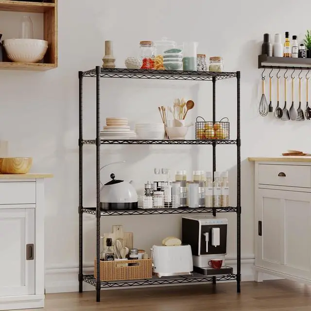 Alt view image 14 of 14 - 4-Tier Wire Shelf | 36" x 14" x 54" | Black | Storage Shelves with Adjustable Racks, Holds upto 1000 lbs | Rust-Resistant, No-Tool Assembly | For Home, Garage