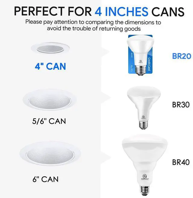 Alt view image 10 of 14 - Energetic BR20 LED Bulb R20 Dimmable 5000K Daylight 45W Equivalent to 6.5W, Recessed Can Light Bulbs, Kitchen Ceiling Lights, E26 500 Lumen LED Flood Light Bulbs, Indoor UL Listed (Pack of 10)