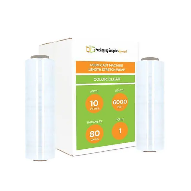 Alt view image 8 of 14 - PSBM Machine Stretch Wrap, 1 Roll 10 Inch x 6000 Feet 80 Gauge Heavy Duty Clear Plastic Wrap Industrial Strength Shrink Film for Moving, Packing & Shipping