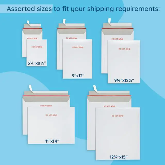 Alt view image 13 of 14 - 100 9" x 12" Rigid Mailers, Self Seal, Do Not Bend | heavy-duty cardboard, stay-flat rigid, peel and seal, protects photos, documents, prints, magazines, cards