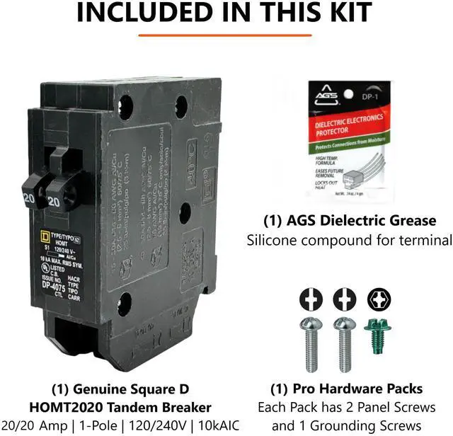 Alt view image 12 of 14 - Genuine Square D HOMT2020 20/20 Amp Tandem Circuit Breaker Kit | UL Listed, Space Saver for Homeline Panel Box, Workshop, Garage, RV, 20A, 120V, 10kAIC, 20Amp, 1 Pole HOMT, 1 Pack