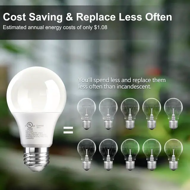 Alt view image 10 of 14 - 24 Pack A19 LED Light Bulbs Soft Warm White 2700K, 60 Watt Equivalent | 9W Non-Dimmable E26 Base Energy Saving Warm Light Lamp Bulb, 800LM 120V, for Home, Bedroom, Living Room