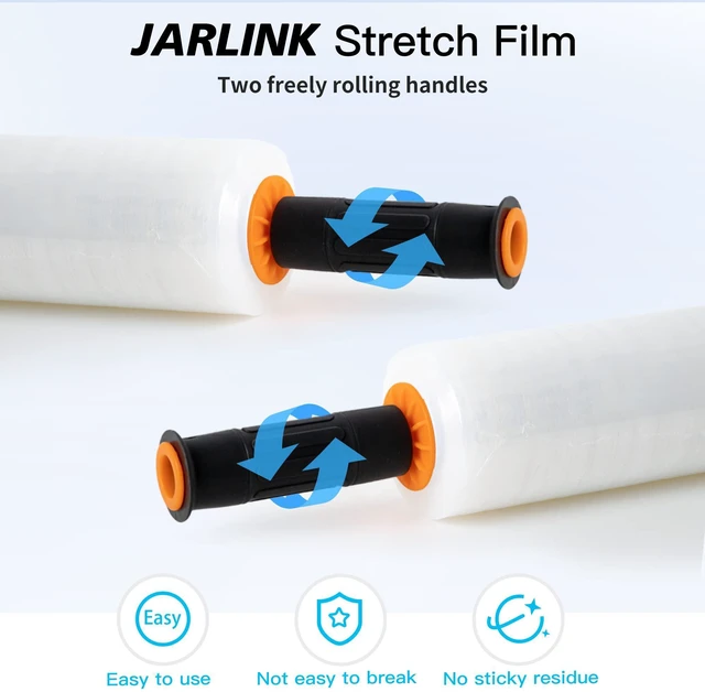 Alt view image 12 of 14 - Stretch Film, 15" x 1000' Shrink Pallet Wrap W/Handles, 60 Gauge | 4 Pack Clear stretch wrap Rolls, Industrial Strength Heavy Duty Plastic Stretch Wrap Moving, Packing, and Shipping