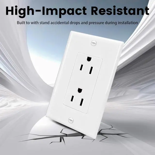 Alt view image 10 of 14 - Decorator Receptacle Outlet with Wall Plate, Non-Tamper-Resistant Electrical Outlet, 15 amp Outlet, Self-Grounding, UL Listed, White (20 Pack)
