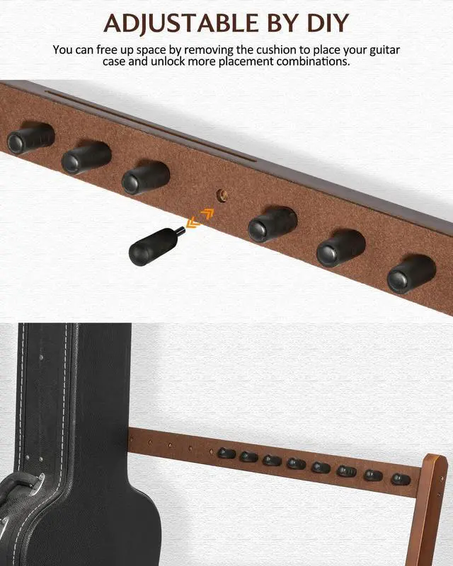Alt view image 14 of 14 - Wooden Guitar Stand Multiple Guitars, Guitar Rack for 3 Acoustic or 5 Electric Guitars & Basses, Floor Standing Multi Guitar Display for Studio & Home - Protective Padding, SMT-10 (5-Holder)