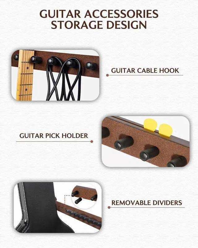 Alt view image 13 of 14 - Wooden Guitar Stand Multiple Guitars, Guitar Rack for 3 Acoustic or 5 Electric Guitars & Basses, Floor Standing Multi Guitar Display for Studio & Home - Protective Padding, SMT-10 (5-Holder)