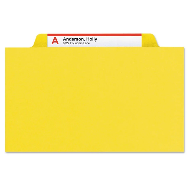 Alt view image 10 of 14 - Pressboard File Folder, 1/3-Cut Tab, 1" Expansion, Letter Size, Yellow, 25 per Box (21562)