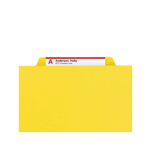 Alt view image 13 of 14 - Pressboard File Folder, 1/3-Cut Tab, 1" Expansion, Letter Size, Yellow, 25 per Box (21562)
