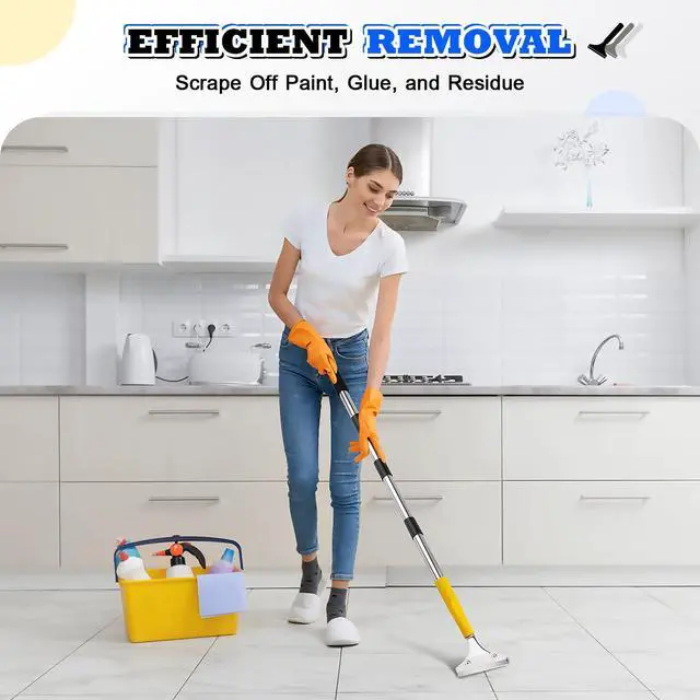Alt view image 8 of 12 - Scraper Tool 5.4 ft (65 in), Adjustable Floor Scraper | Heavy-duty paint scraper with 4-Inch Razor Blade, long-handle razor scraper for cleaning windows, glass, shower, gum, tile