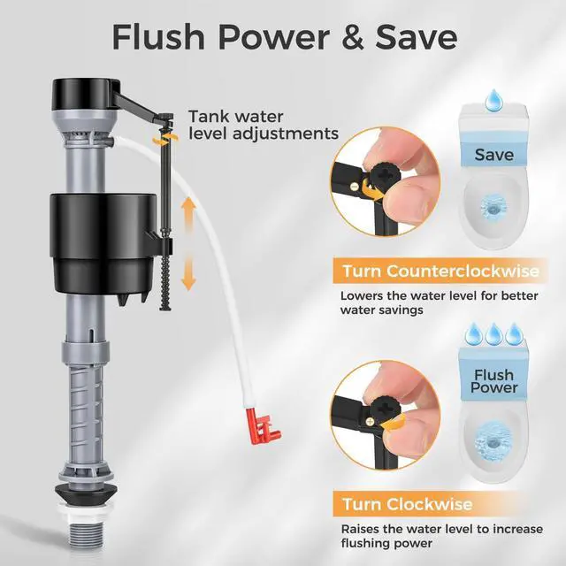 Alt view image 12 of 14 - Universal Toilet Flusher Replacement Kit, Toilet Fill Valve and 2-Inch Flapper Replacement Kit, Toilet Repair Kit Inside Tank, Adjustable, Quiet and Easy to Install (1-Pack)
